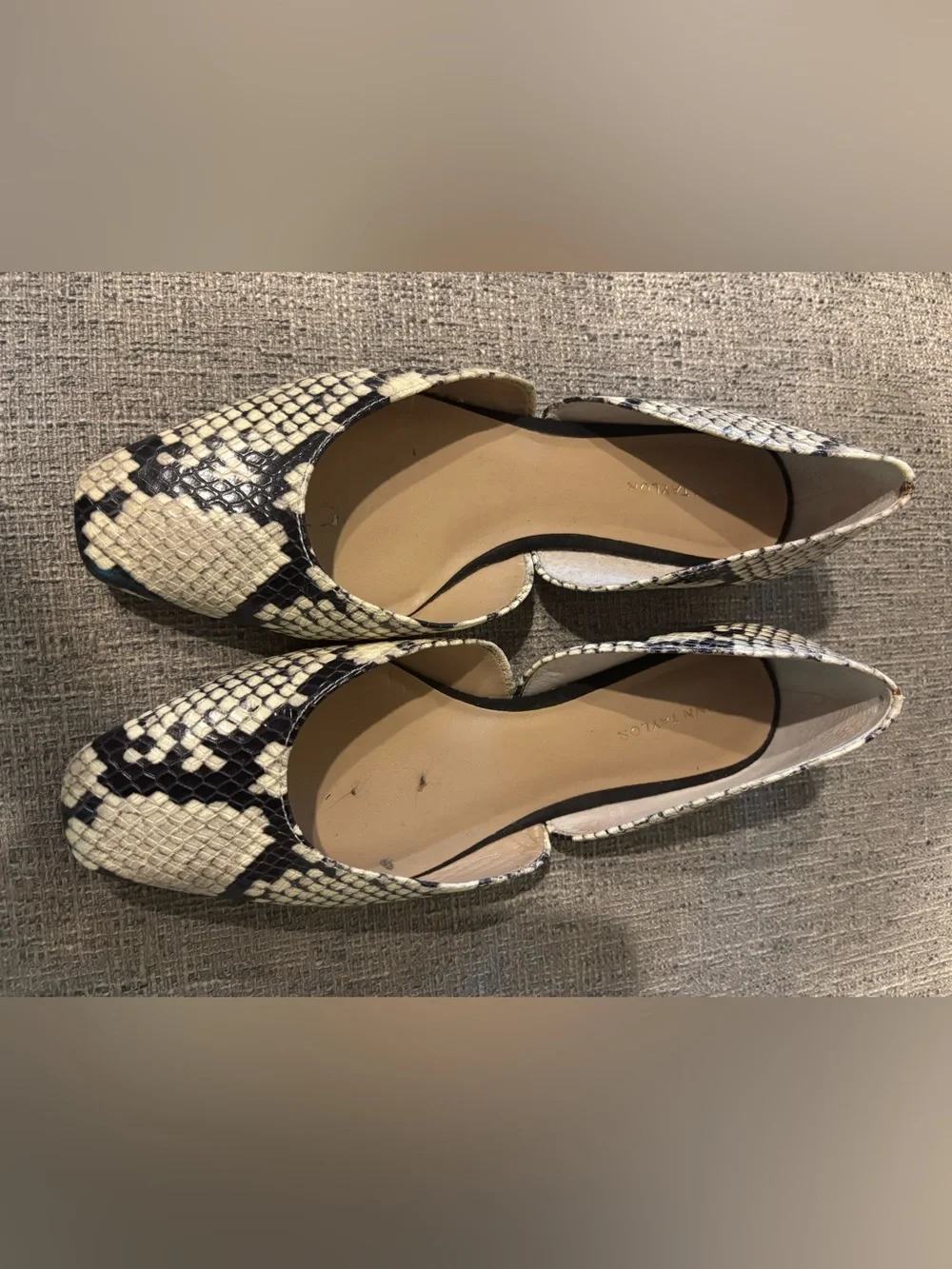 Ann Taylor Snakeskin Leather D’Orsay Flats 🥿 Well Loved